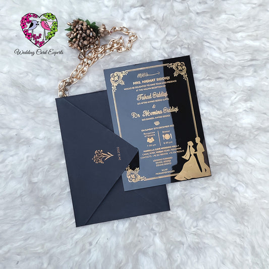 Black Acrylic Printed with Gold, Wedding Card Pakistan, Pakistani Wedding Cards, Paki Wedding Cards, Muslim Wedding Cards, Wedding Cards Pakistan