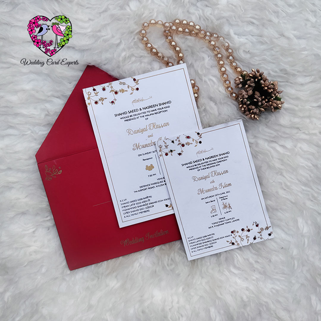 Chic Floral-Themed Wedding Invitation – Minimal Elegance with Glamorous Pearl Shine bas