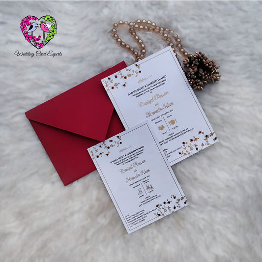 Chic Floral-Themed Wedding Invitation – Minimal Elegance with Glamorous Pearl Shine bas