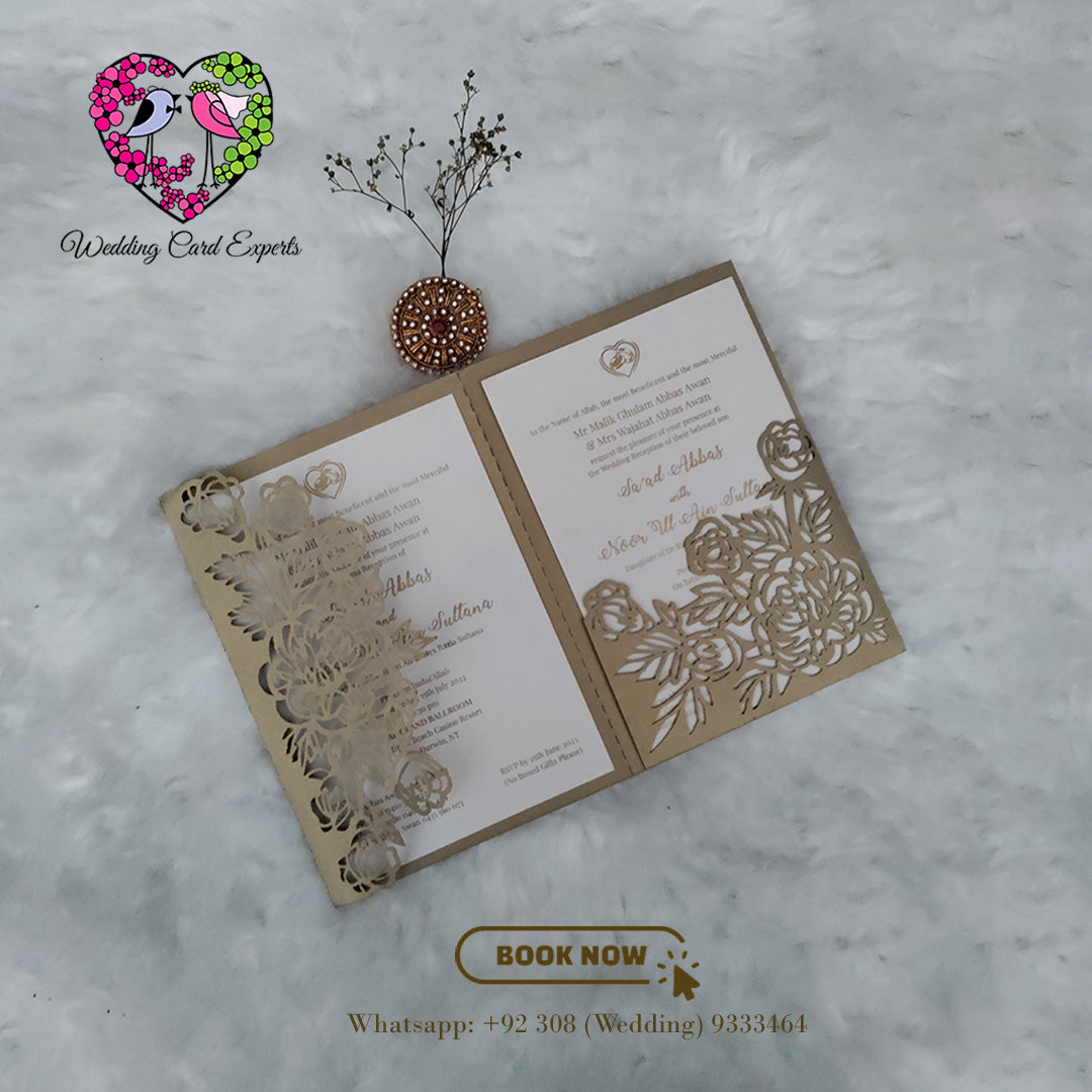 Custom Laser-Cut Wedding Cards - Elegant Floral Cut-out Design
