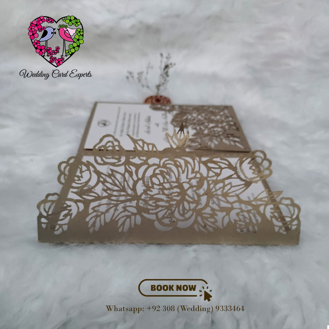 Custom Laser-Cut Wedding Cards - Elegant Floral Cut-out Design