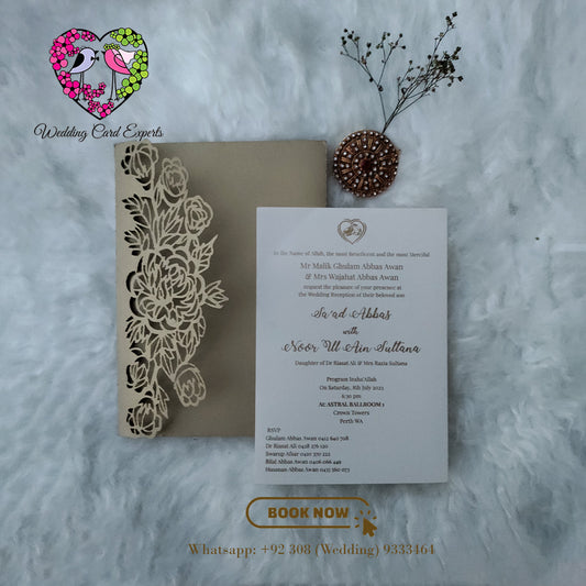 Custom Laser-Cut Wedding Cards - Elegant Floral Cut-out Design