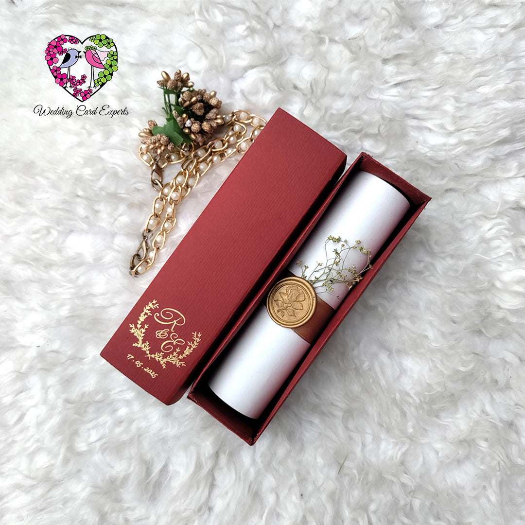 Scroll Box Wedding Invitation, Maroon Scroll Box, Wedding Card in Urdu, Paki Wedding Invitations, Wedding Card Pakistan, Wedding Card Experts, Custom Wedding Invitation Pakistan, Personalized Wedding Cards Pakistan, Urdu Invitation Cards, Wedding Cards with Box