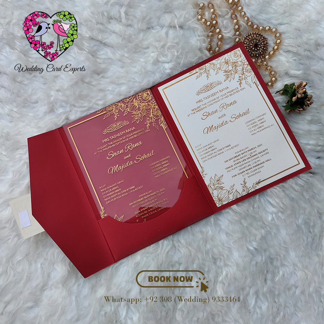 Tri-Fold Wedding Invitation, Wedding Card, Wedding Invitation, Custom Wedding Invitation, Acrylic Wedding Card