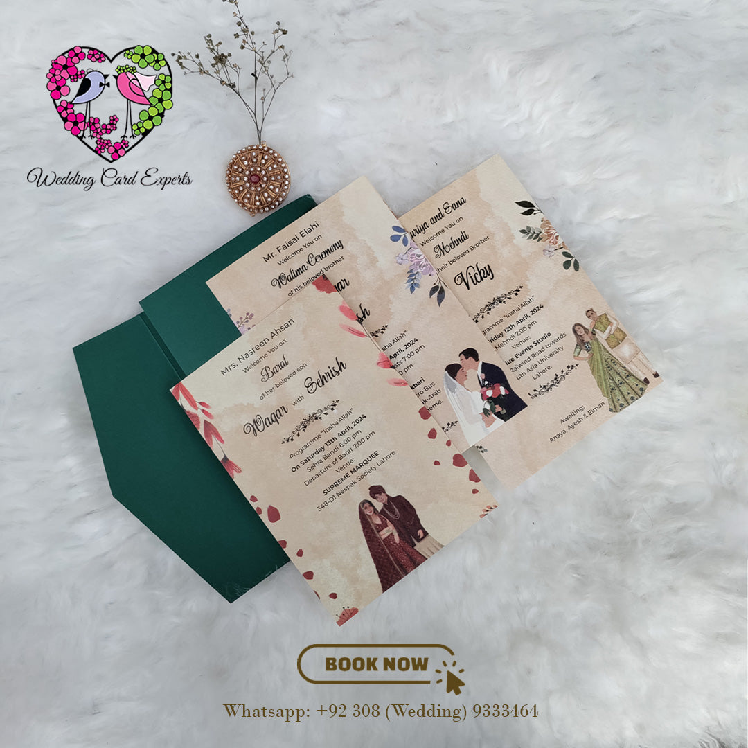 Tri Fold Wedding Card, Wedding Cards Pakistan, Wedding Card Experts, Acrylic Wedding Card