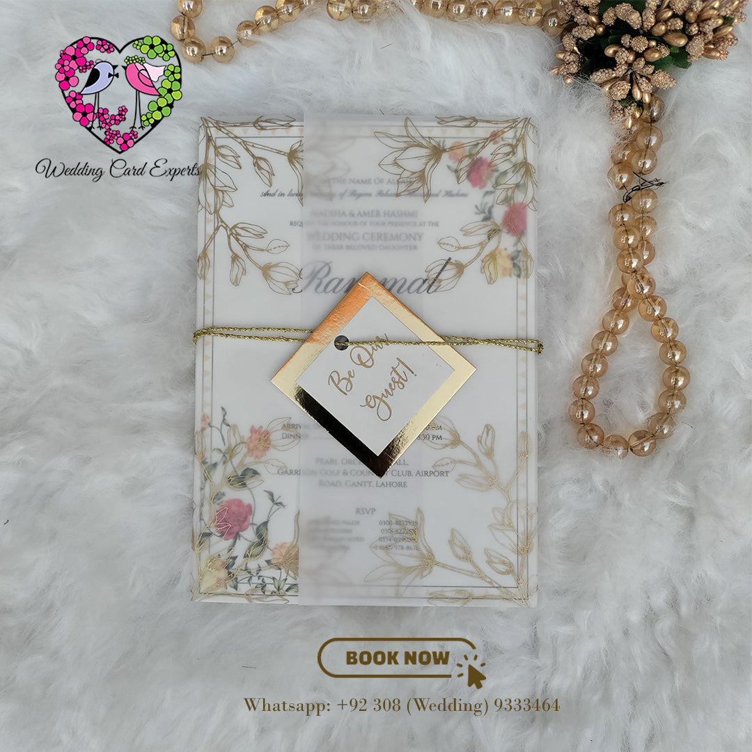 Vellum Paper Wedding Invitation with Digital Floral Printed Insert | Wedding Cards Pakistan | Wedding Card Experts