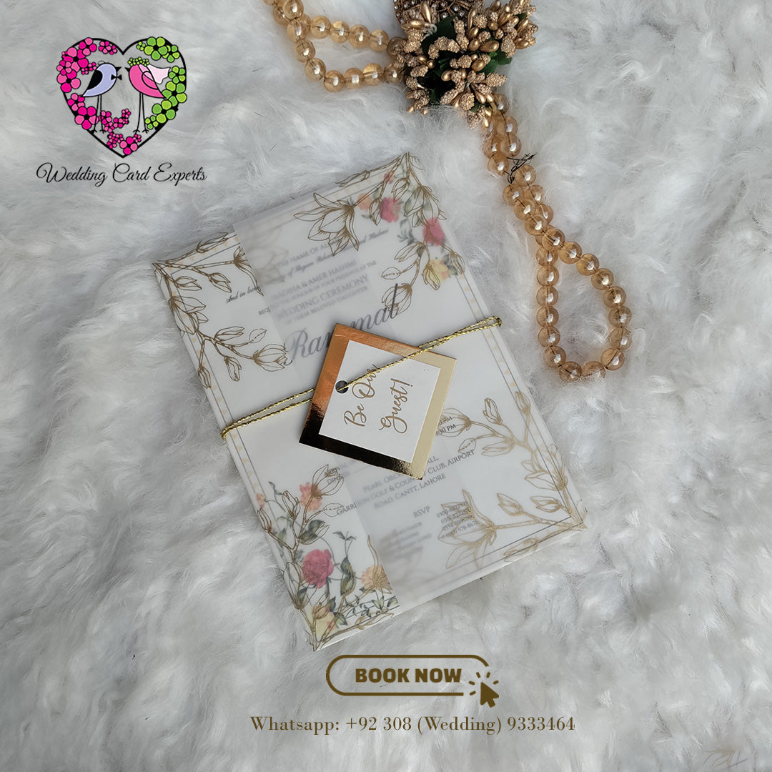 Vellum Paper Wedding Invitation with Digital Floral Printed Insert | Wedding Cards Pakistan | Wedding Card Experts