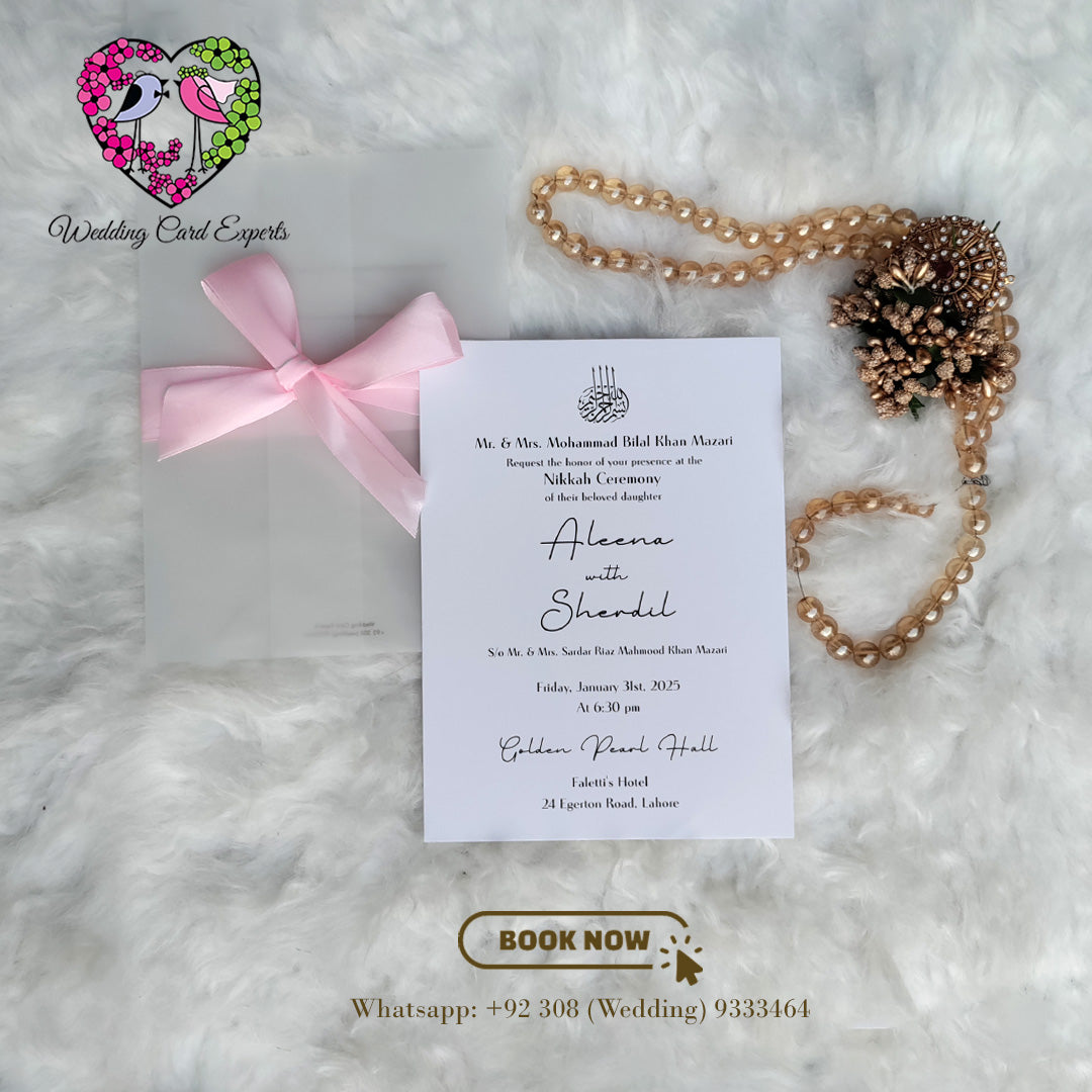 Minimal Wedding Invitation with Vellum Paper Covering and The Knot | Wedding Cards Pakistan | Wedding Card Experts