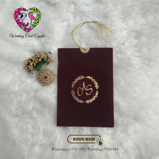Elegant Velvet Pocket Wedding Card with Transparent Acrylic Insert | Wedding Cards Pakistan | Wedding Card Experts