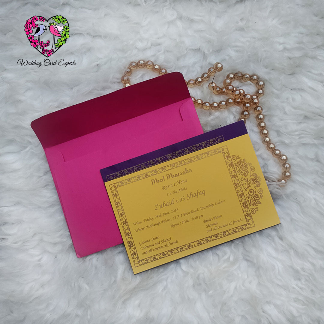 Colorful Mehndi & Barat Cards with Gold Shine Print