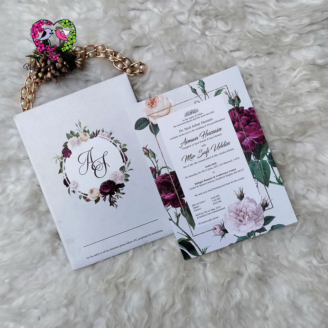 Wedding Invitation Floral, Pakistani Wedding Card, Muslim Marriage Invitation Card
