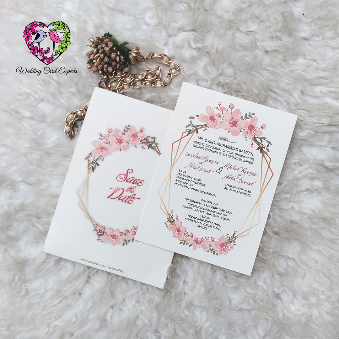 Floral Wedding Invitation – Elegant Pocket Style | Pakistani Wedding Cards