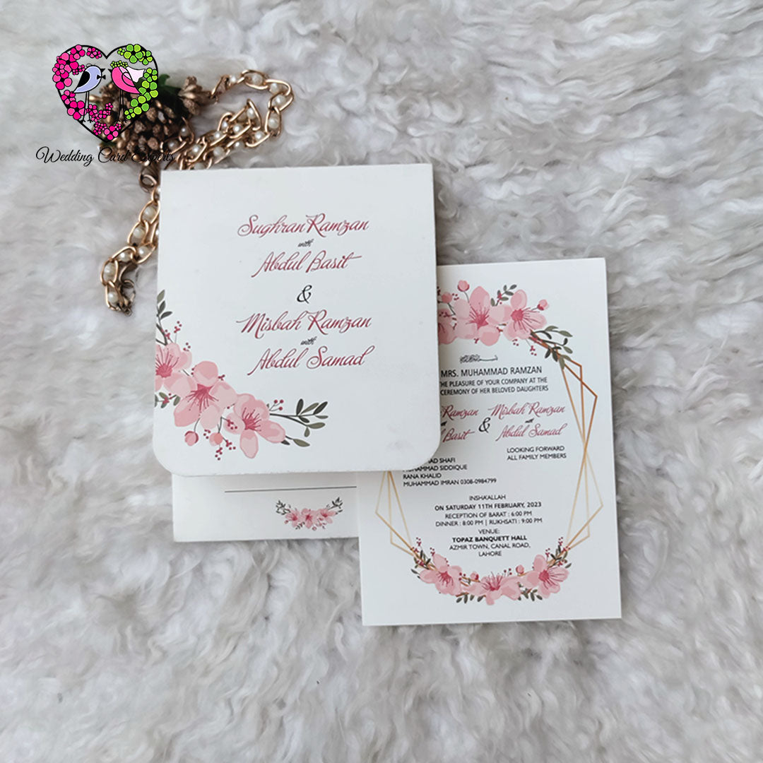 Floral Wedding Invitation – Elegant Pocket Style | Pakistani Wedding Cards