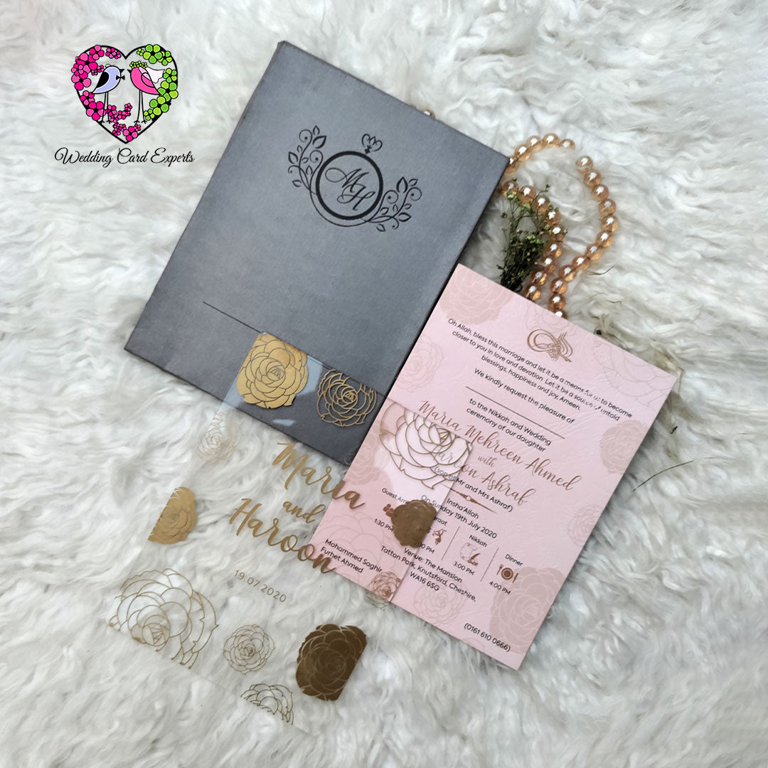 Premium Acrylic Pakistani Wedding Invitation Cards | Transparent Wedding Cards Pakistan | Custom Shadi Cards