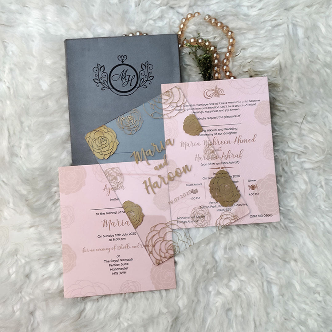 Premium Acrylic Pakistani Wedding Invitation Cards | Transparent Wedding Cards Pakistan | Custom Shadi Cards
