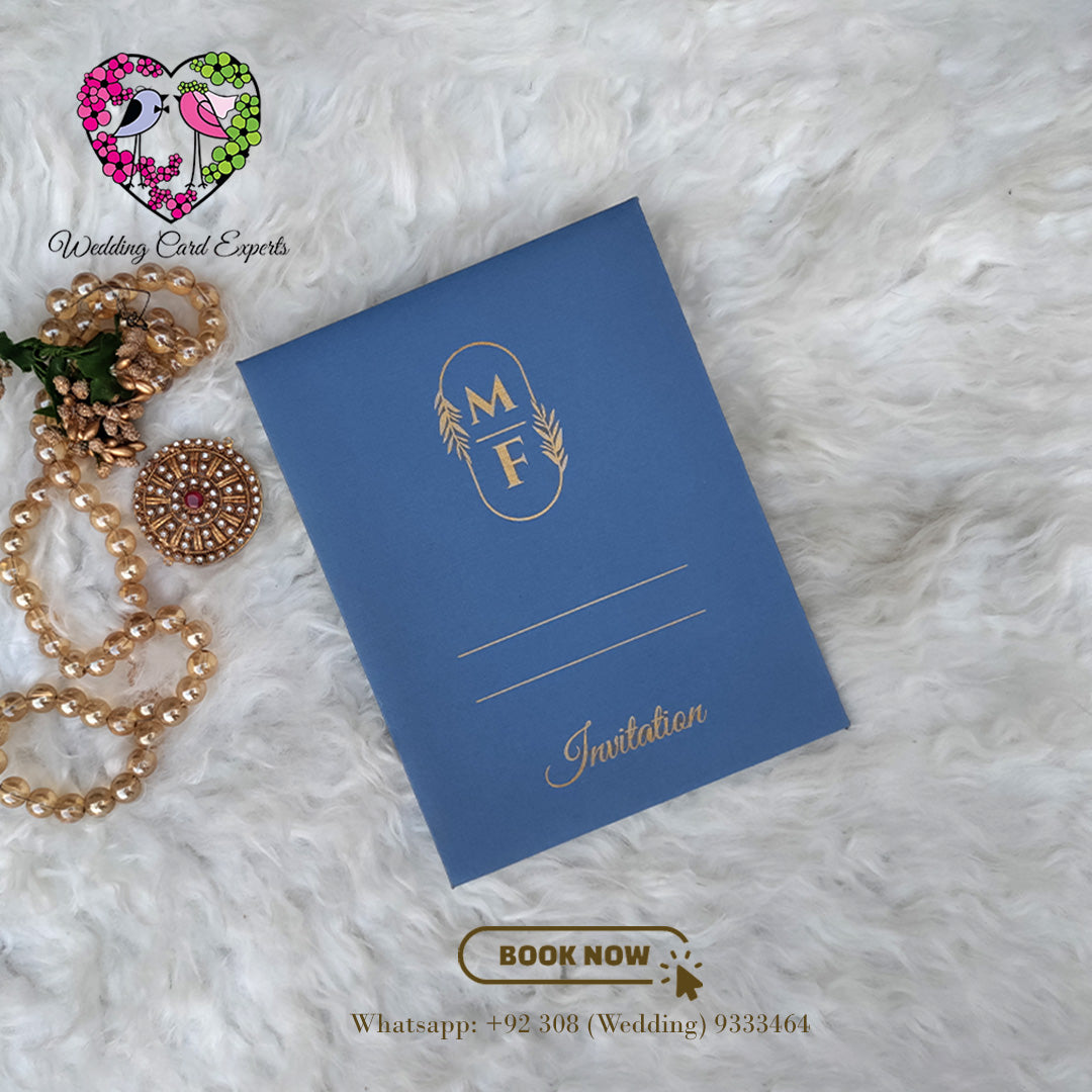 Blue Floral Wedding Invitation Pakistan, Pakistani Wedding Cards, Wedding card Experts, Wedding Cards Pakistan, Custom Wedding Invitaions