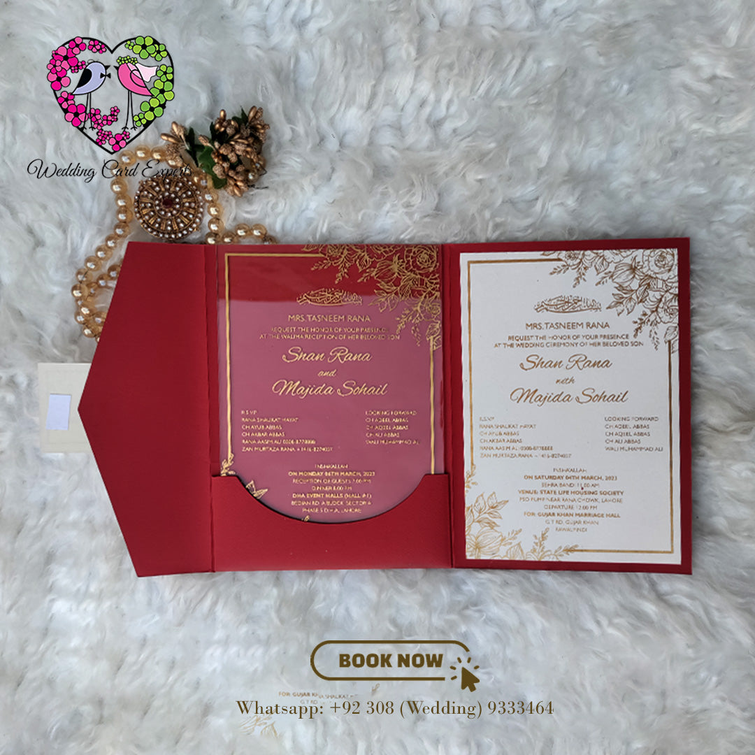 Tri-Fold Wedding Invitation, Wedding Card, Wedding Invitation, Acrylic Wedding Card, Wedding Card Pakistan, Wedding Card Experts