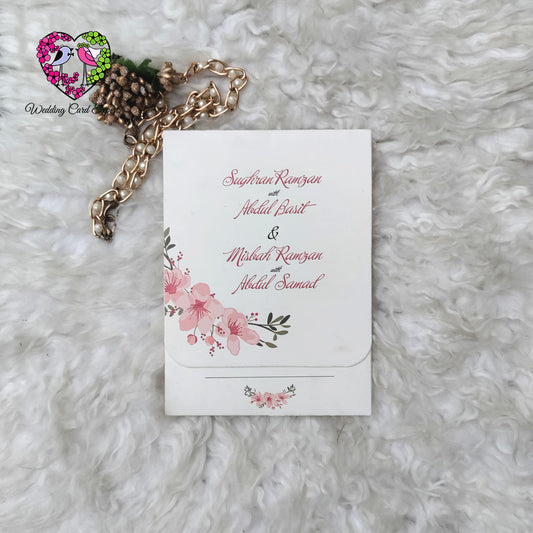 Floral Wedding Invitation – Elegant Pocket Style | Pakistani Wedding Cards