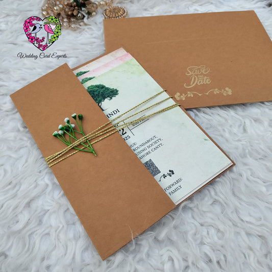 Rustic botanical three-event Pakistani wedding card suite with Mehndi 
Barat and Walima insert cards kraft envelope wax seal and dried flower detail, Wedding Cards Pakistan